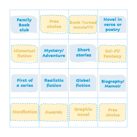 Summer Reading Bingo Card