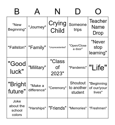 FHS Graduation 2023 Bingo Card
