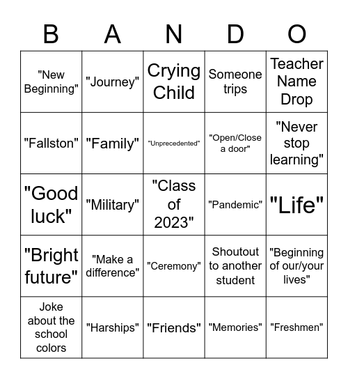 FHS Graduation 2023 Bingo Card