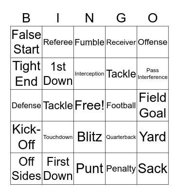 Football Bingo Card