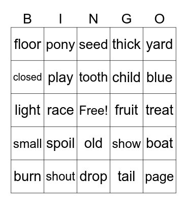 Letterland Bingo! Bingo Card