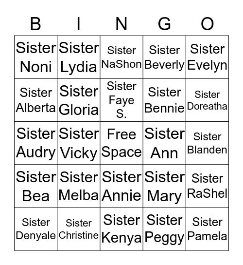 Chicago Heights Church of Christ - SIsters? Bingo Card