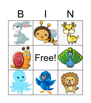 animal bingo Card