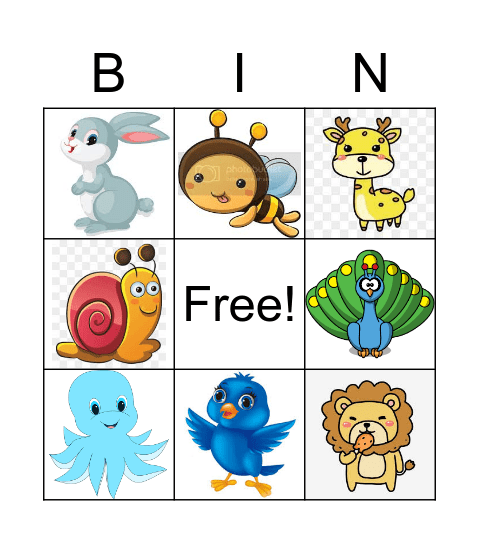 animal bingo Card