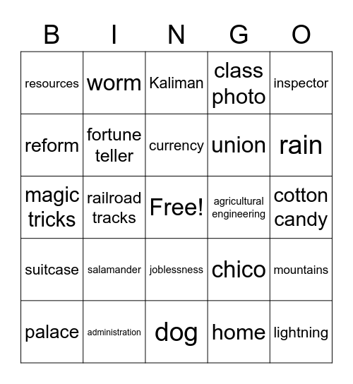 Tracks 2 Bingo Card