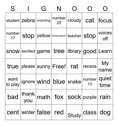 Sign O Bingo Card