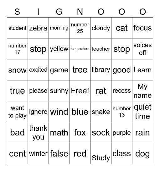 Sign O Bingo Card