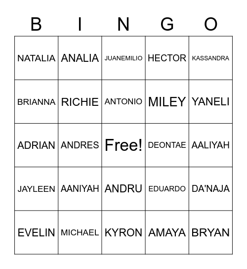 Period 7 Bingo Card