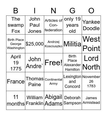 Bingo Green Bingo Card