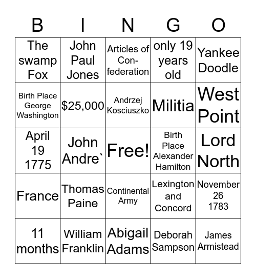 Bingo Green Bingo Card