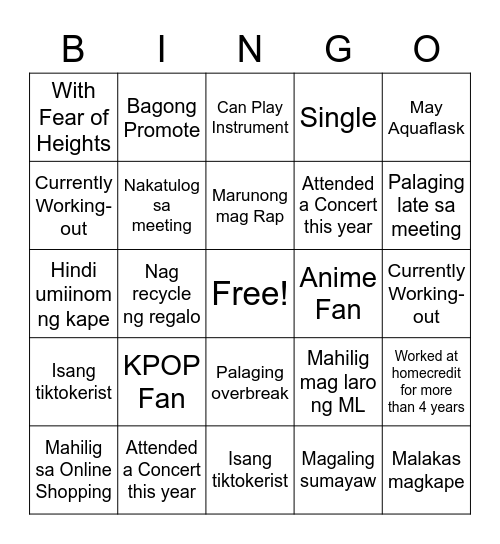 IT ONLINE TEAM BUILDING HUMAN BINGO Card