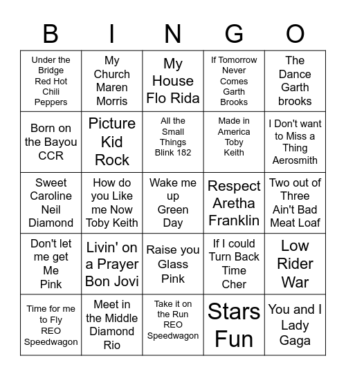 Music Bingo Card