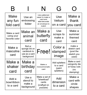 1st Anniversary Bingo Card