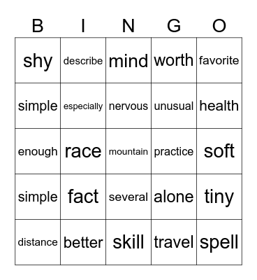 Untitled Bingo Card