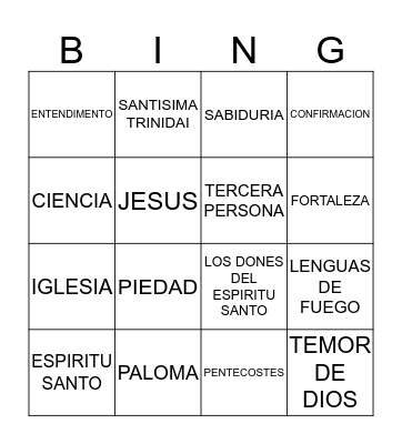 LOS DONES DEL ESPIRTU SANTO Bingo Card