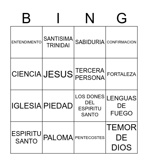 LOS DONES DEL ESPIRTU SANTO Bingo Card