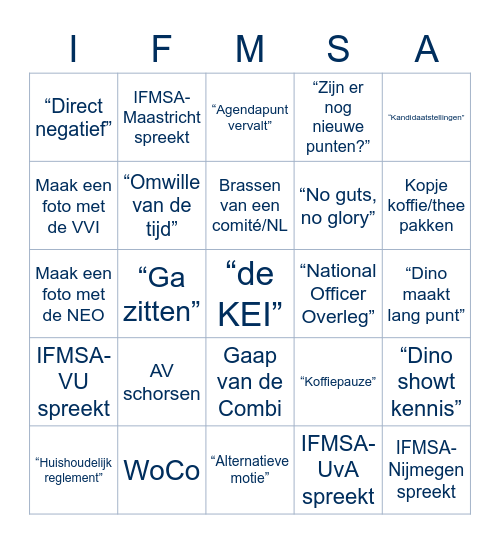 IFMSA Bingo - AV edition Bingo Card