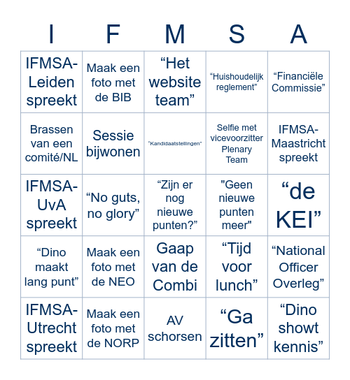 IFMSA Bingo - AV edition Bingo Card