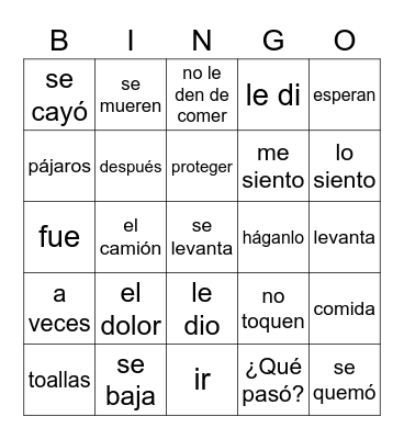 Isabela captura un congo 6-7 Bingo Card