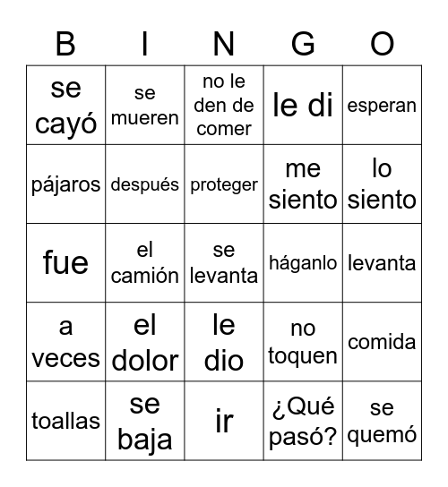 Isabela captura un congo 6-7 Bingo Card