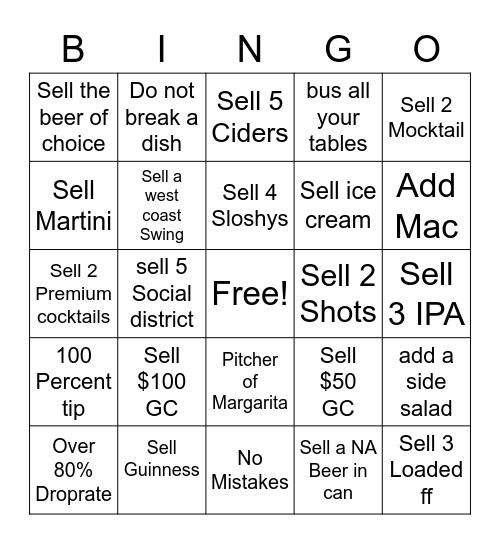 Hop Cat Bingo Card
