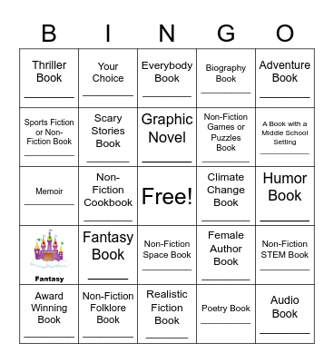 Summer Reading Bingo Card