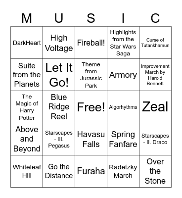 Band Bingo Card