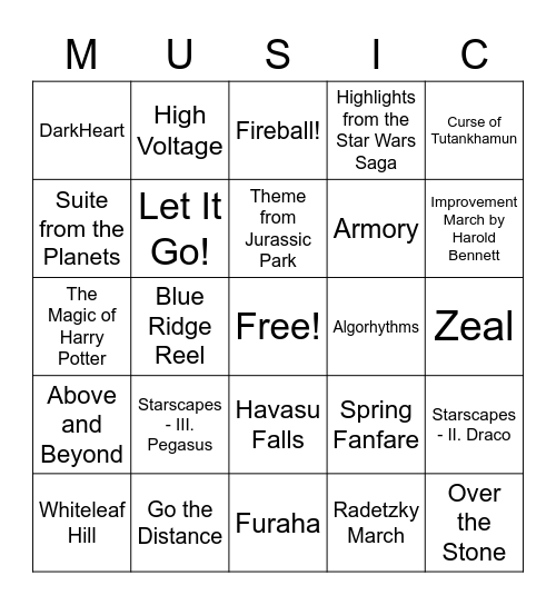 Band Bingo Card