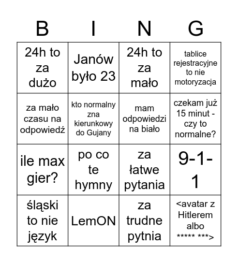 Quikś bingo <3 Bingo Card