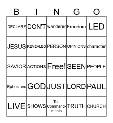 Truth Revealed Bingo Card