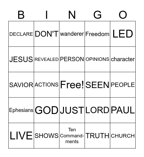 Truth Revealed Bingo Card