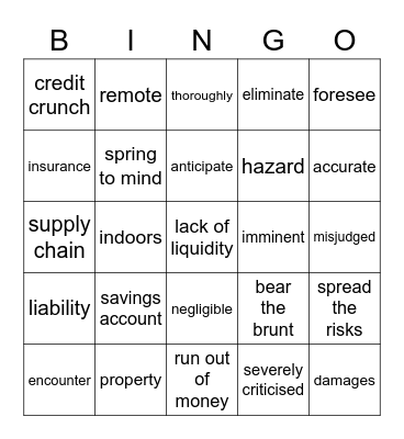 Market Leader Upper-Intermediate U6 Bingo Card
