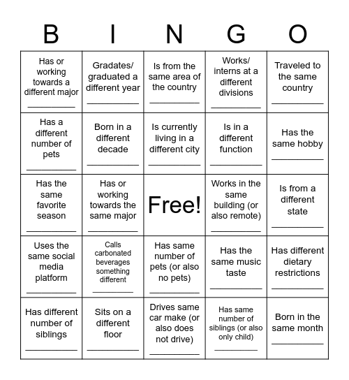 SEP Bingo Card