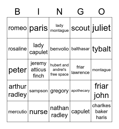 hubert and andrei Bingo Card
