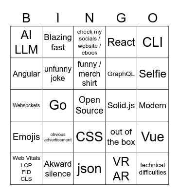 JSNation Bingo 2.0 Bingo Card