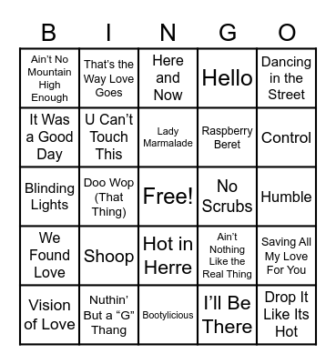 SINGO Bingo Card