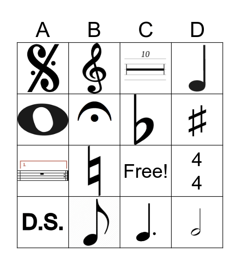 Music Notation Bingo Card