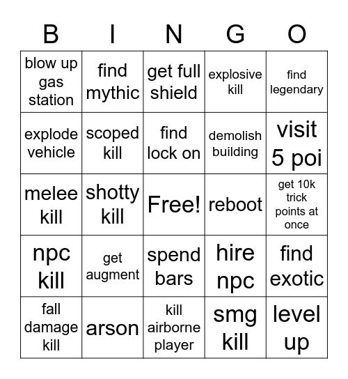 Fortnite Bingo Card