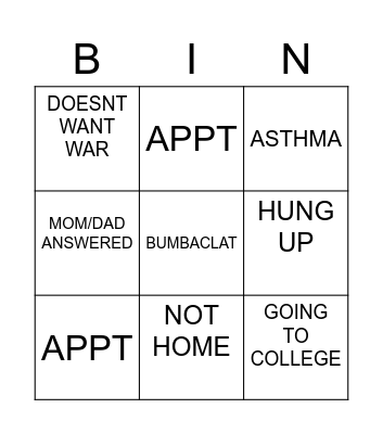 RED TIME BINGO Card