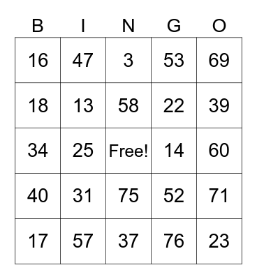 CCS BINGO FUN! Bingo Card