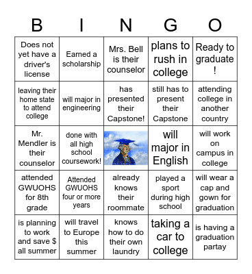 GWUOHS Graduation Bingo Card