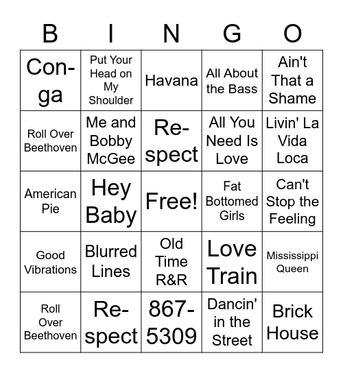 Honky Tonk 50s-10s Bingo Card