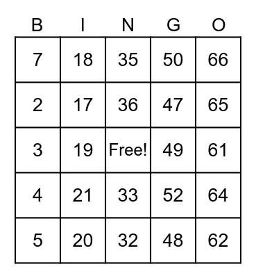 Summer Reading Bingo Card