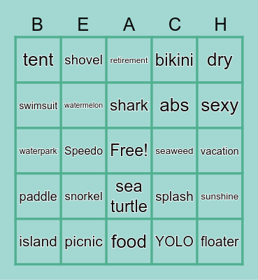 BEACH BINGO Card