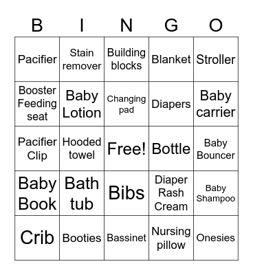Baby Shower Bingo! Bingo Card