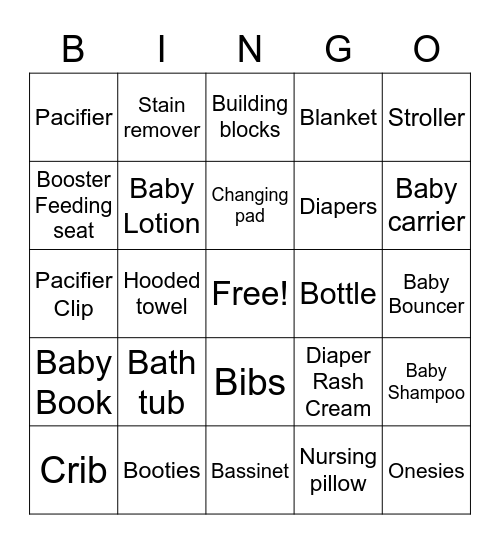 Baby Shower Bingo! Bingo Card