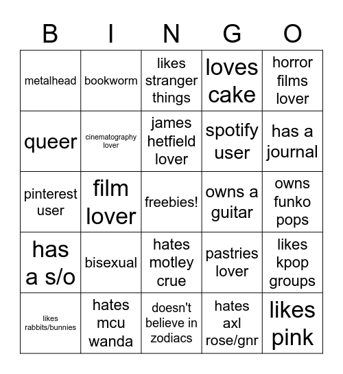 Bambi's Bingo Card