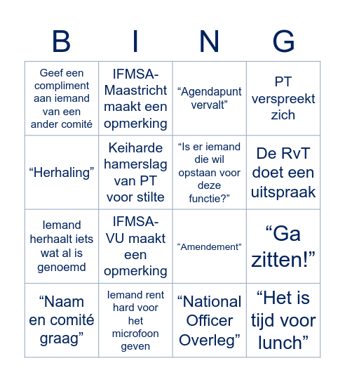 IFMSA Bingo - AV editie Bingo Card