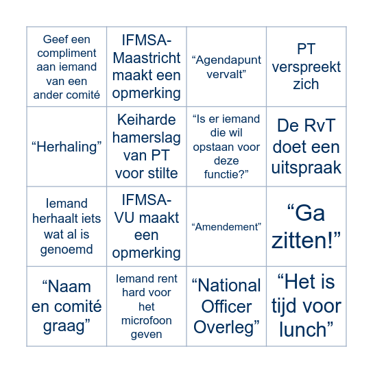 IFMSA Bingo - AV editie Bingo Card