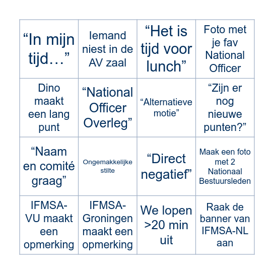 IFMSA Bingo - AV edition Bingo Card